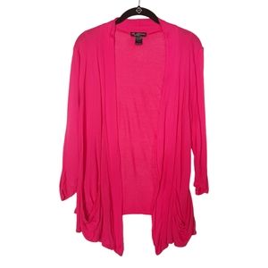 DELIRIOUS Vibrant Pink Long Sleeve Stretchy Open Cardigan Shawl Large